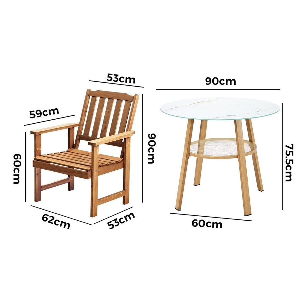3PC/5PC Outdoor Dining Set Solid Wood Chair and Table