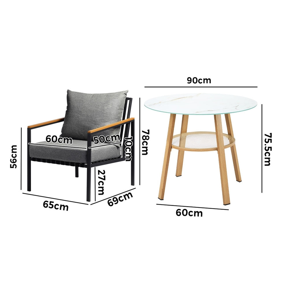 Outdoor Dining Setting Table Sofa Chairs 3PCS/5PCS