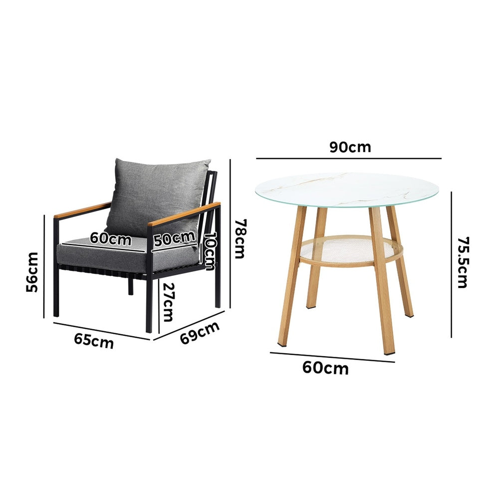 Outdoor Dining Setting Table Sofa Chairs 3PCS/5PCS