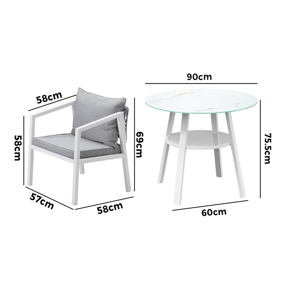 3PCS/5PCS Outdoor Dining Set Table Lounge Chair