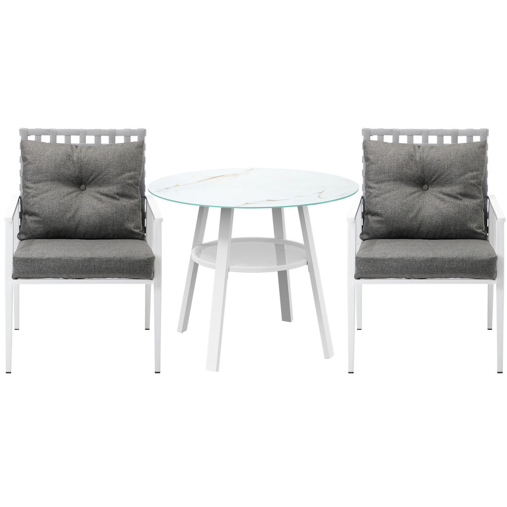 Outdoor Dining Set 3PCS/5PCs Rattan Armchair Glass Table