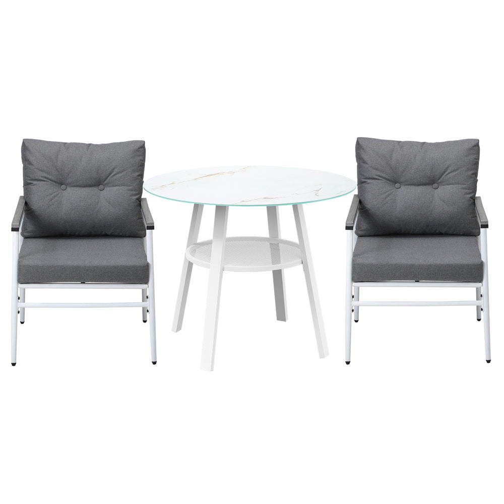 Outdoor Dining Set 3PC/5Pc Lounge Setting Table Storage Shelf