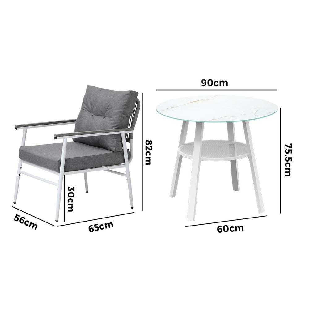 Outdoor Dining Set 3PC/5Pc Lounge Setting Table Storage Shelf