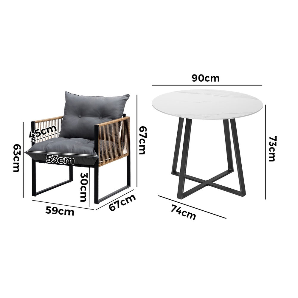 Outdoor Dining Set 2 Seater Sintered Stone Table