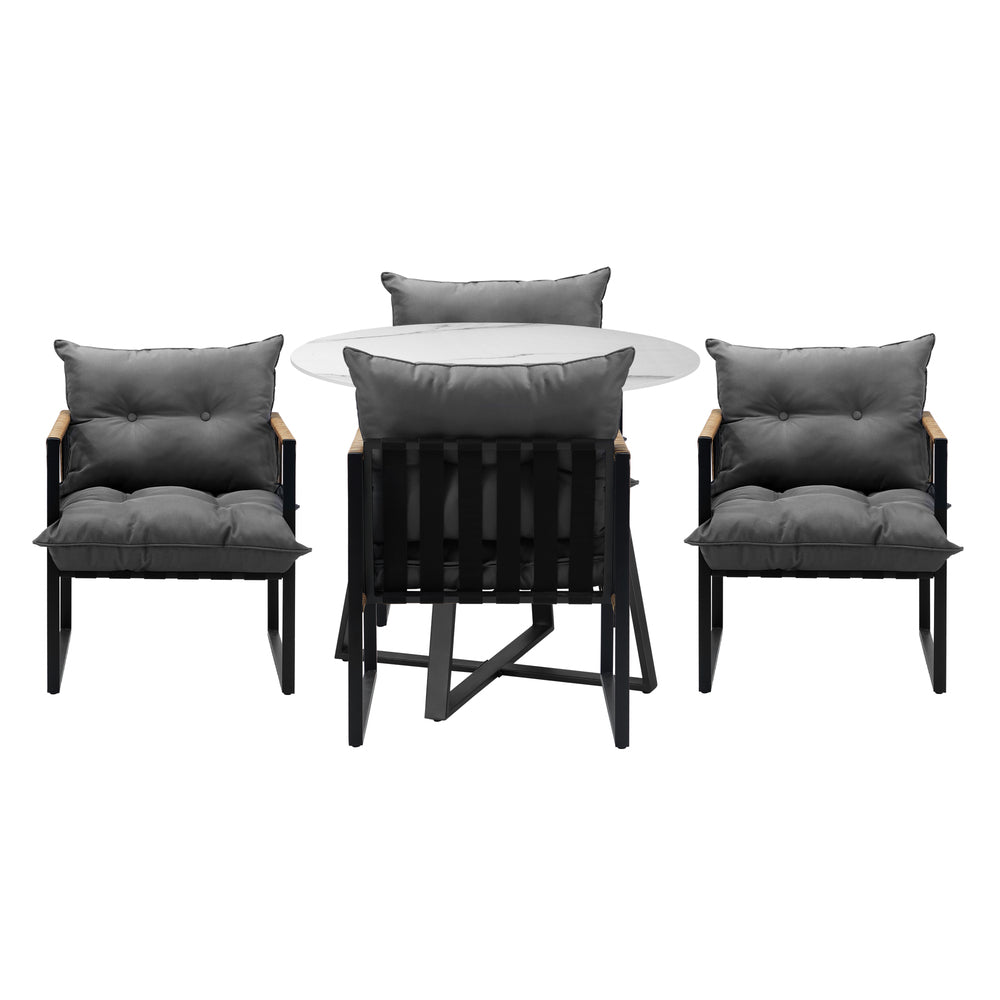 4 Seater Outdoor Dining Set with Sintered Stone Table for Garden Balcony