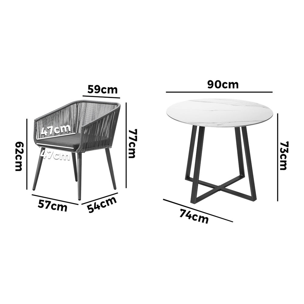 3x/5x Outdoor Dining Set Sintered Stone Table Bistro Set