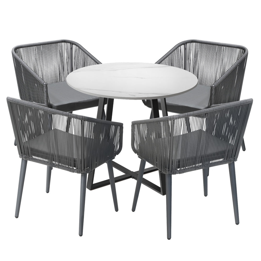 3x/5x Outdoor Dining Set Sintered Stone Table Bistro Set