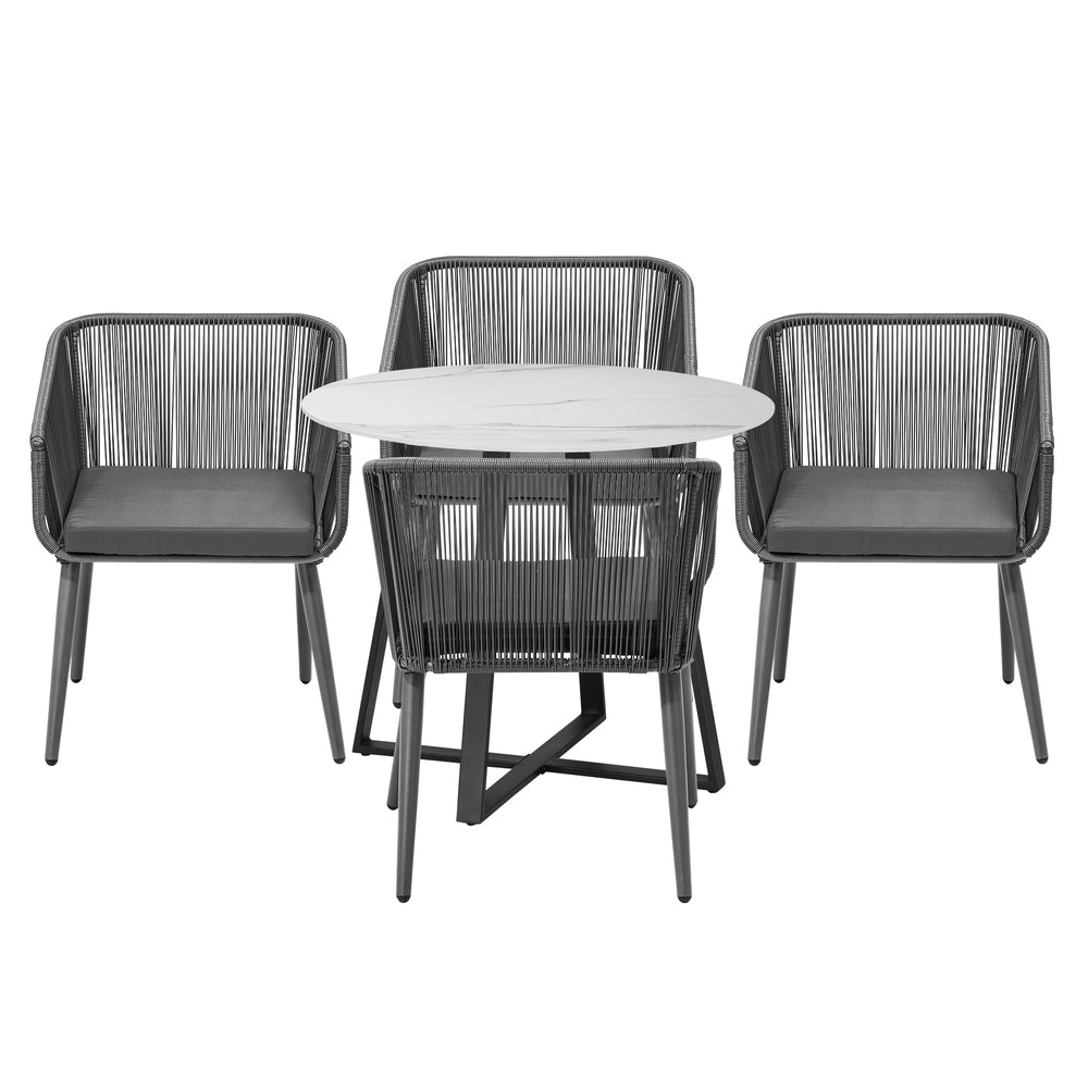 3x/5x Outdoor Dining Set Sintered Stone Table Bistro Set