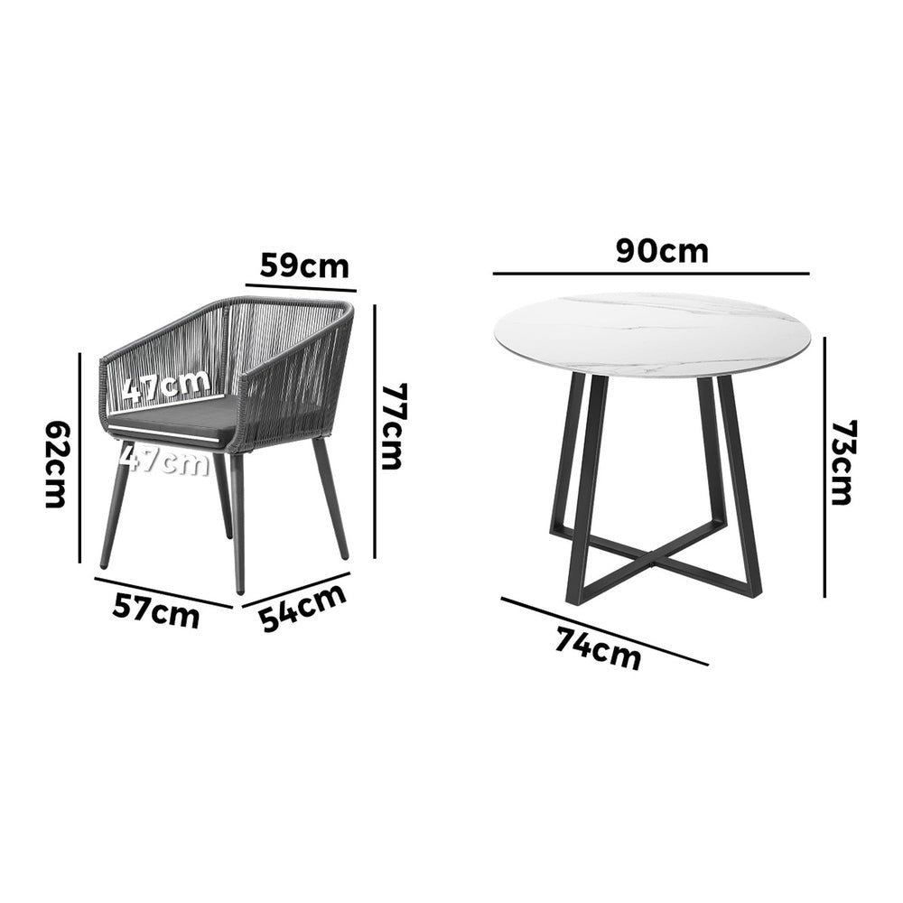 3x/5x Outdoor Dining Set Sintered Stone Table Bistro Set