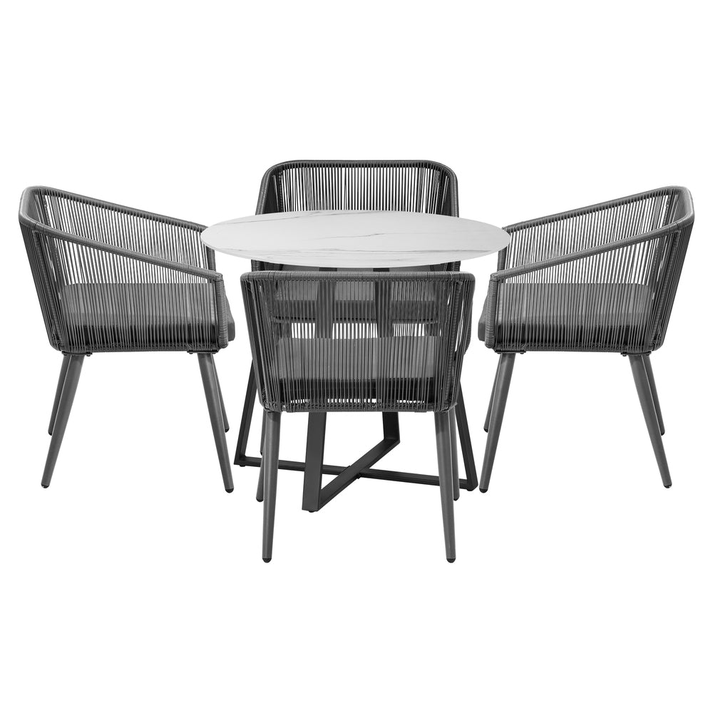 3x/5x Outdoor Dining Set Sintered Stone Table Bistro Set