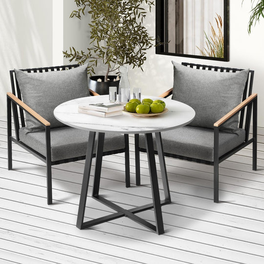 3 Piece Outdoor Dining Setting Sintered Stone Table Patio