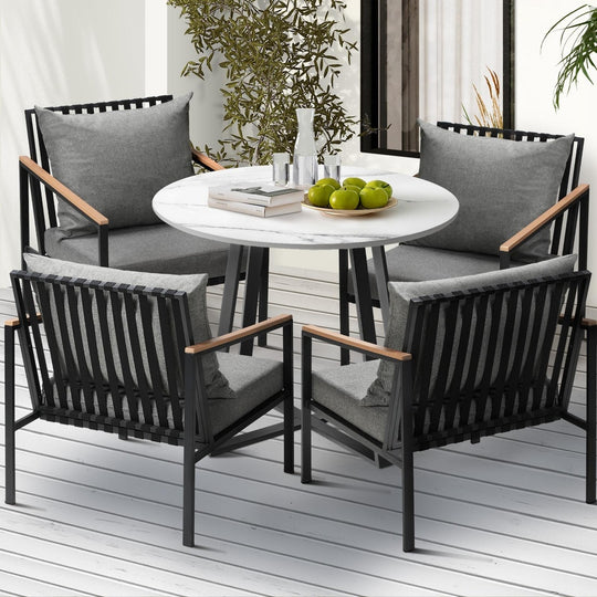 5PCS Outdoor Dining Setting Table Sofa Chairs Patio