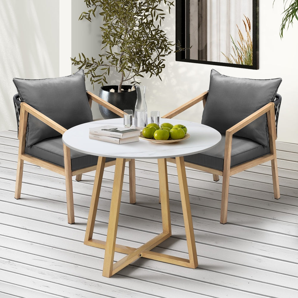 3PCS/5PCS Outdoor Dining Set 90cm Table&Lounge Chairs