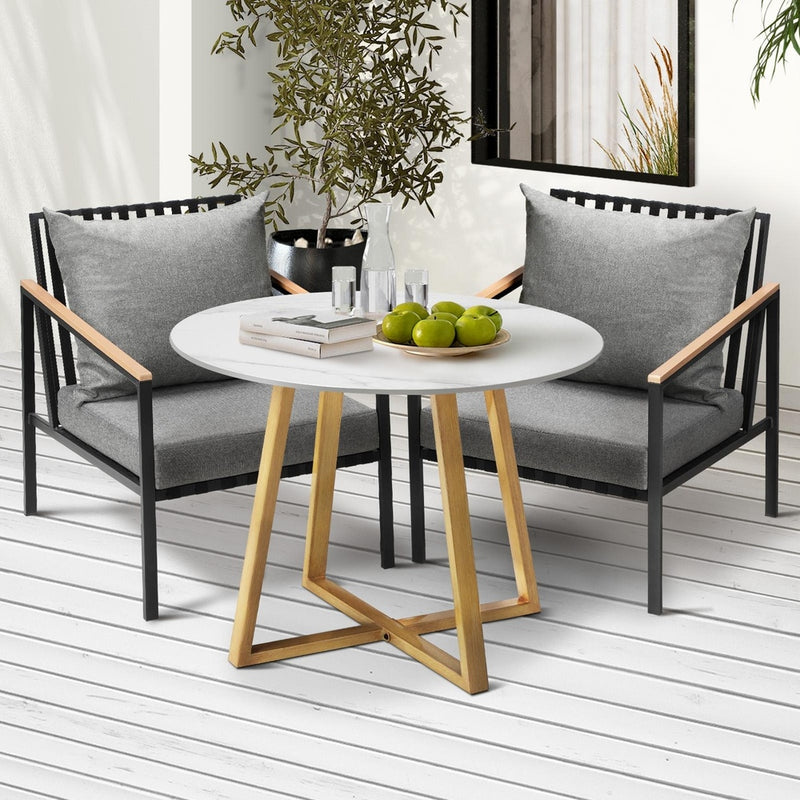 3 Piece Outdoor Dining Setting Sintered Stone Table Patio Furniture Set with Outdoor Dining Set - photo 8