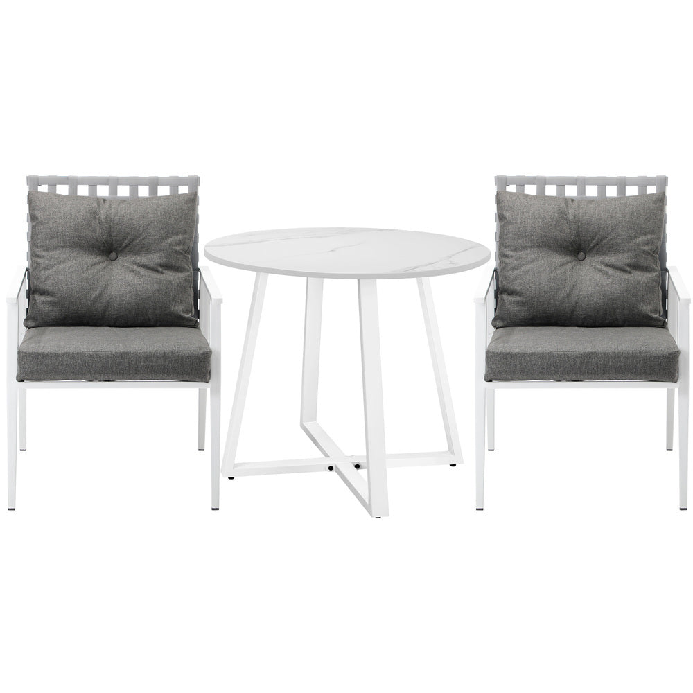 Outdoor Dining Set 2/3/4/5 Seater Marble Table Rattan Armchair