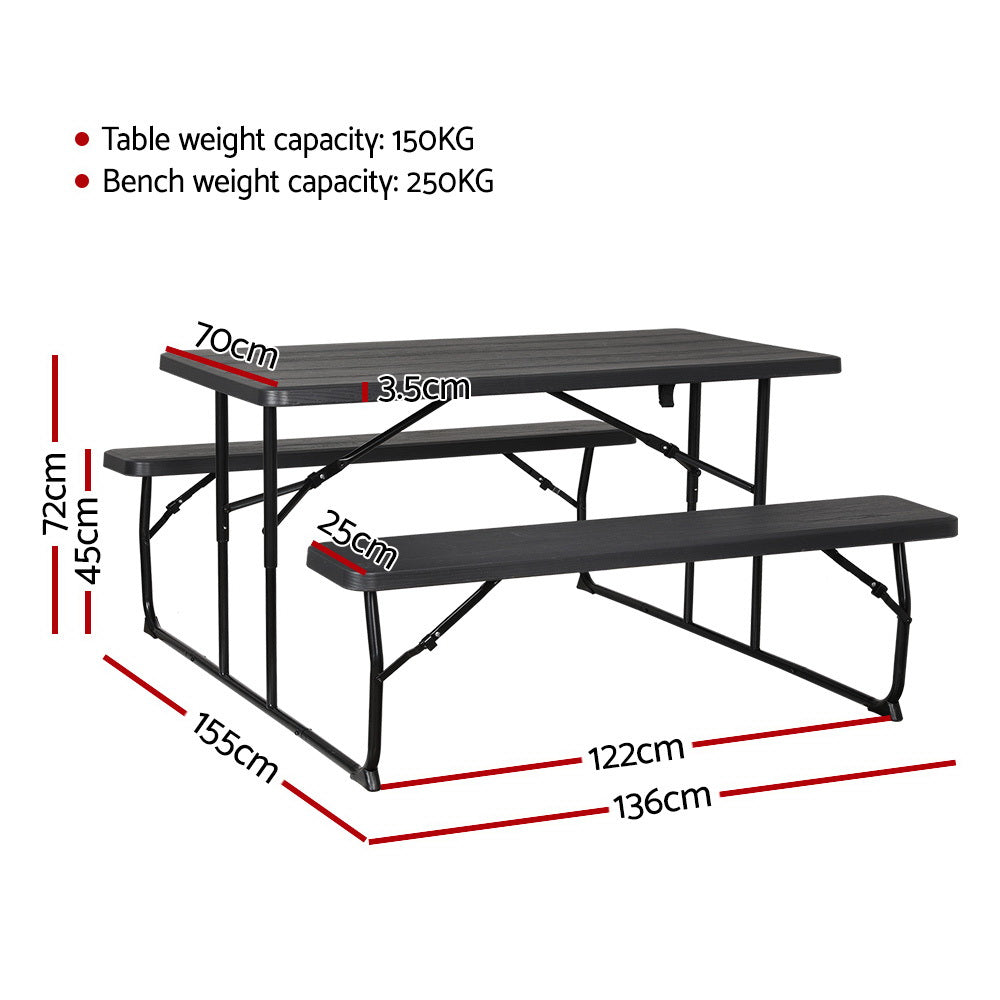 Outdoor Sofas & Lounge Sets - 3 Pcs Outdoor Furniture Dining Set Lounge Setting Patio Hdpe Bench