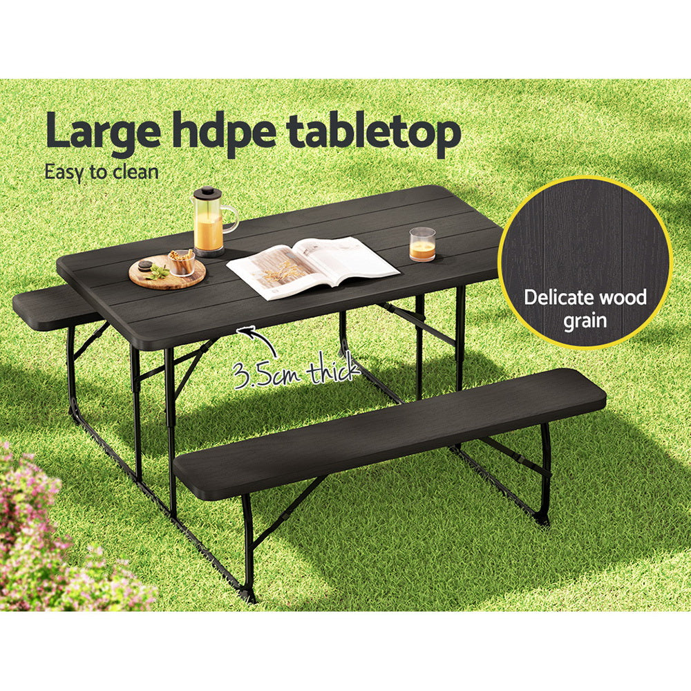 3 Pcs Outdoor Furniture Dining Set Lounge Setting Patio Hdpe Bench, Outdoor Sofas & Lounge Sets