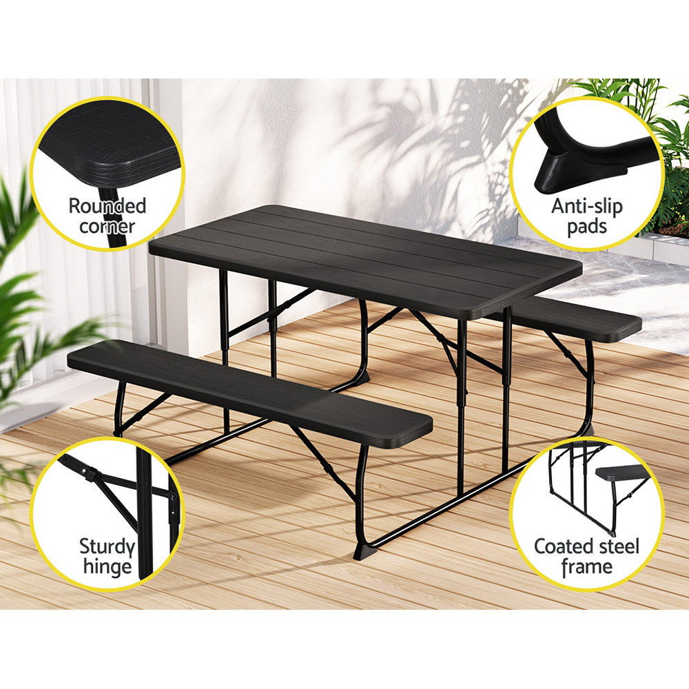 3 Pcs Outdoor Furniture Dining Set Lounge Setting Patio Hdpe Bench, 3 Pcs
