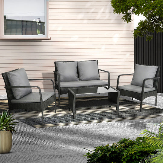Outdoor Garden Patio Wicker Sofa Set with Outdoor Chairs