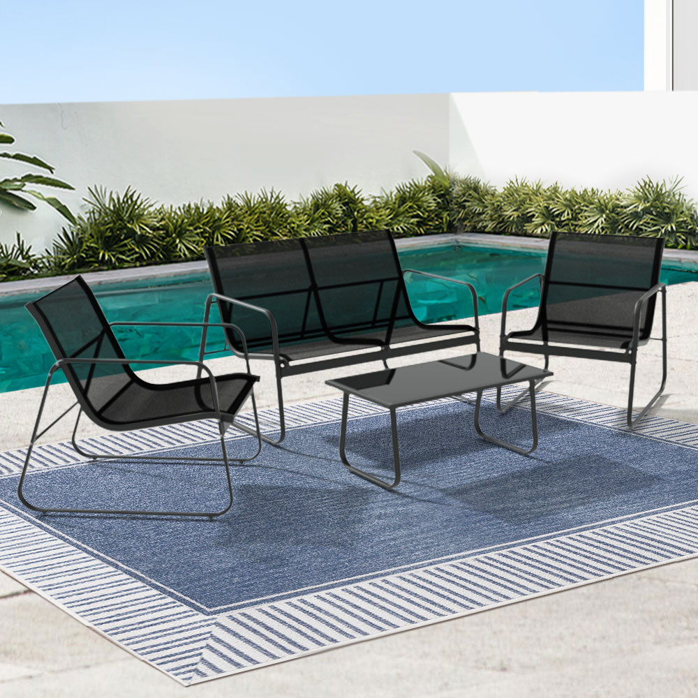 Outdoor Sofa Set Lounge Textilene Table & Chairs Garden Patio Furniture