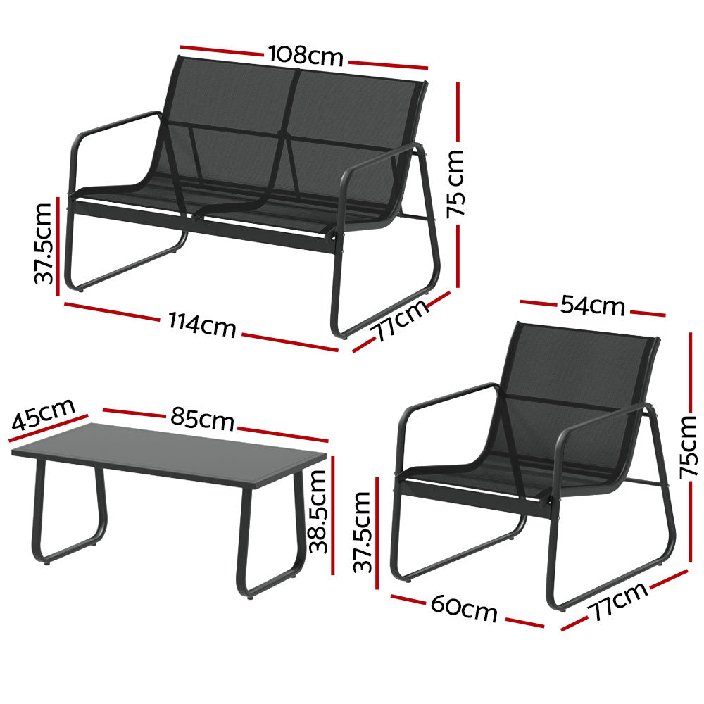 Outdoor Sofa Set Lounge Textilene Table & Chairs Garden Patio Furniture
