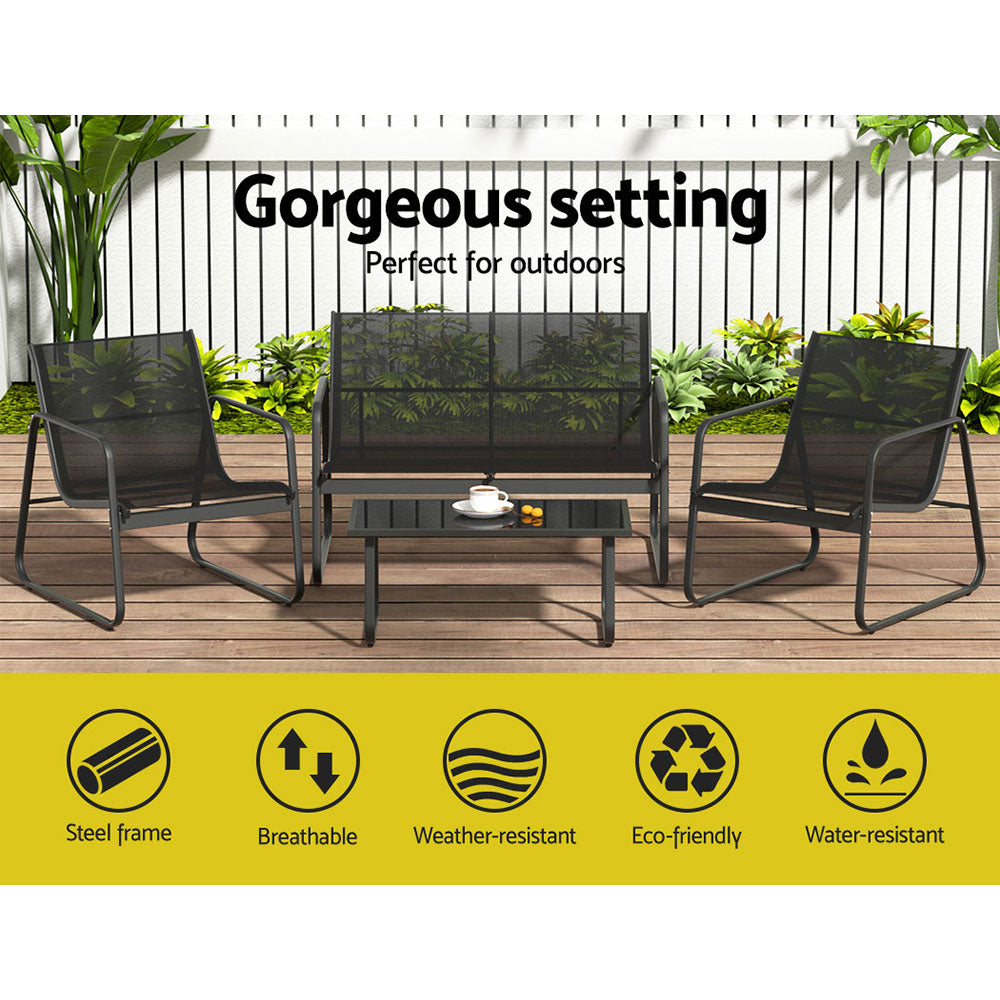 Outdoor Sofa Set Lounge Textilene Table & Chairs Garden Patio Furniture