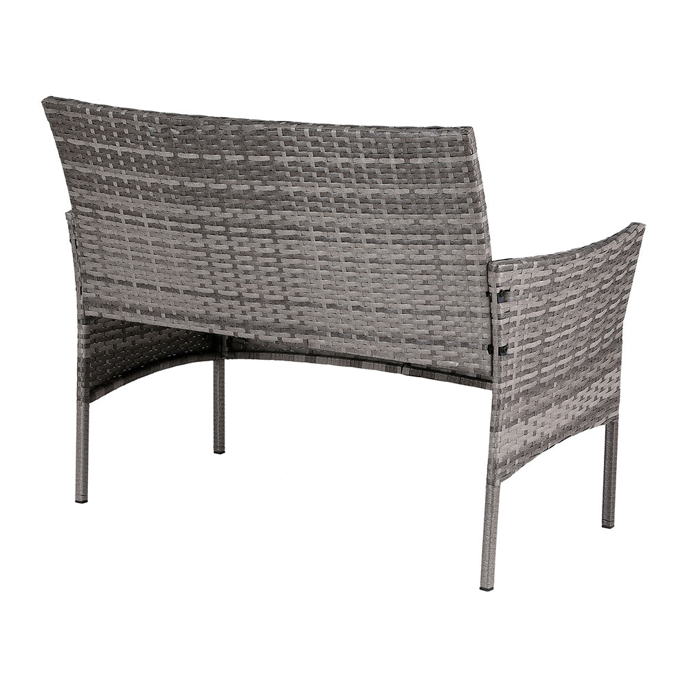 4 Seater Outdoor Sofa Set Wicker Setting Table Chair Furniture Grey | 4 Seater