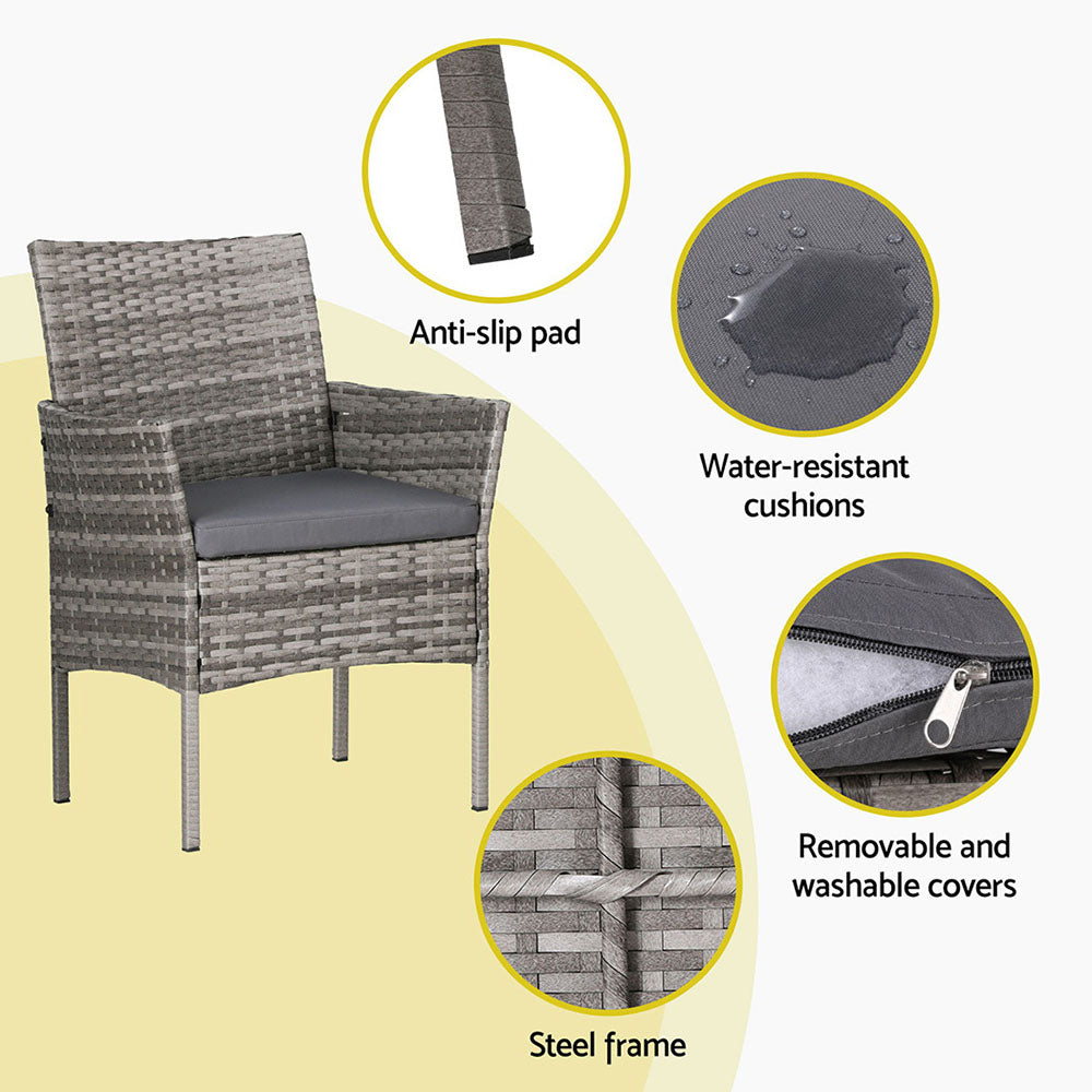4 Seater Outdoor Sofa Set Wicker Setting Table Chair Furniture Grey | Grey colour