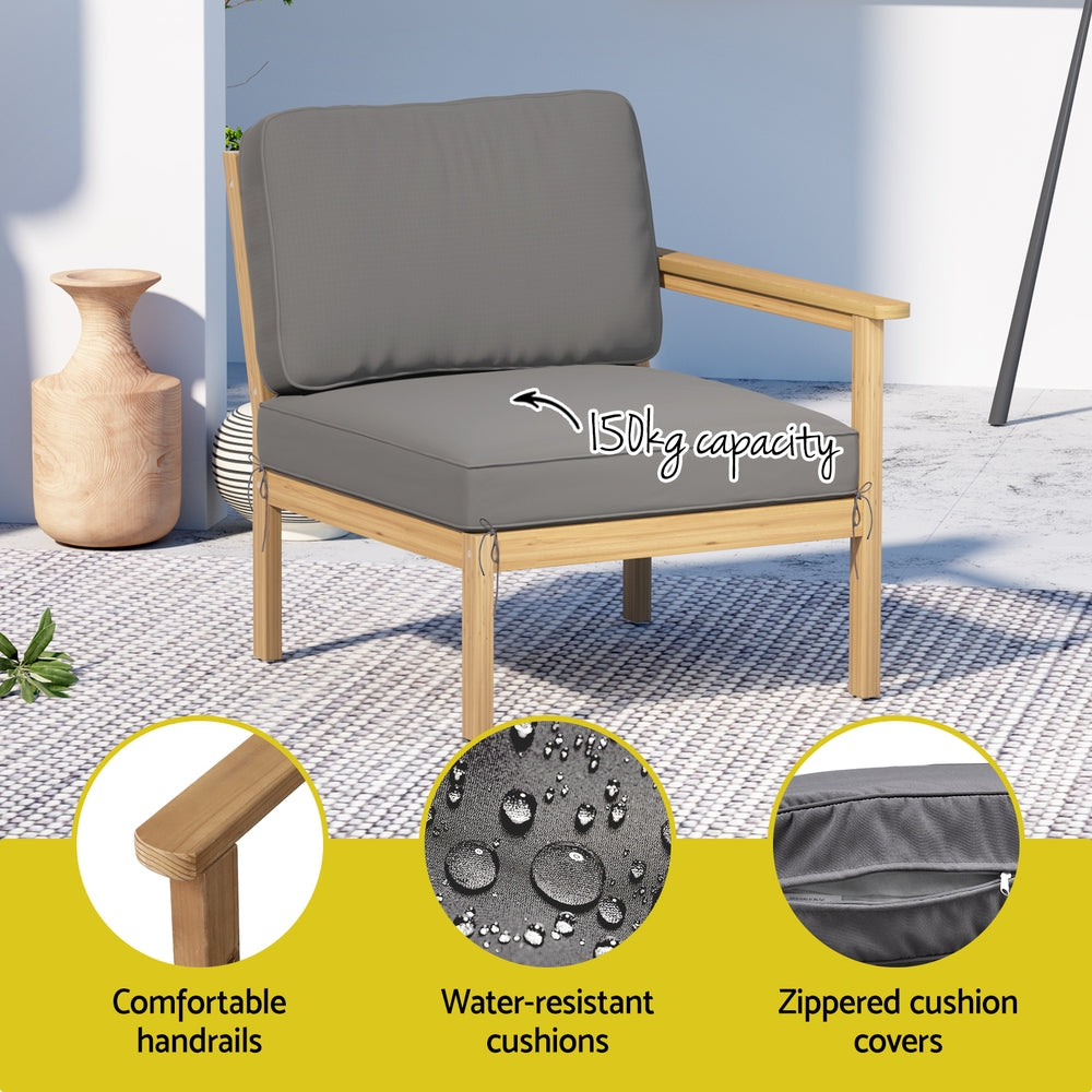5-Seater Outdoor Sofa Set Wooden Lounge Setting 6PCS