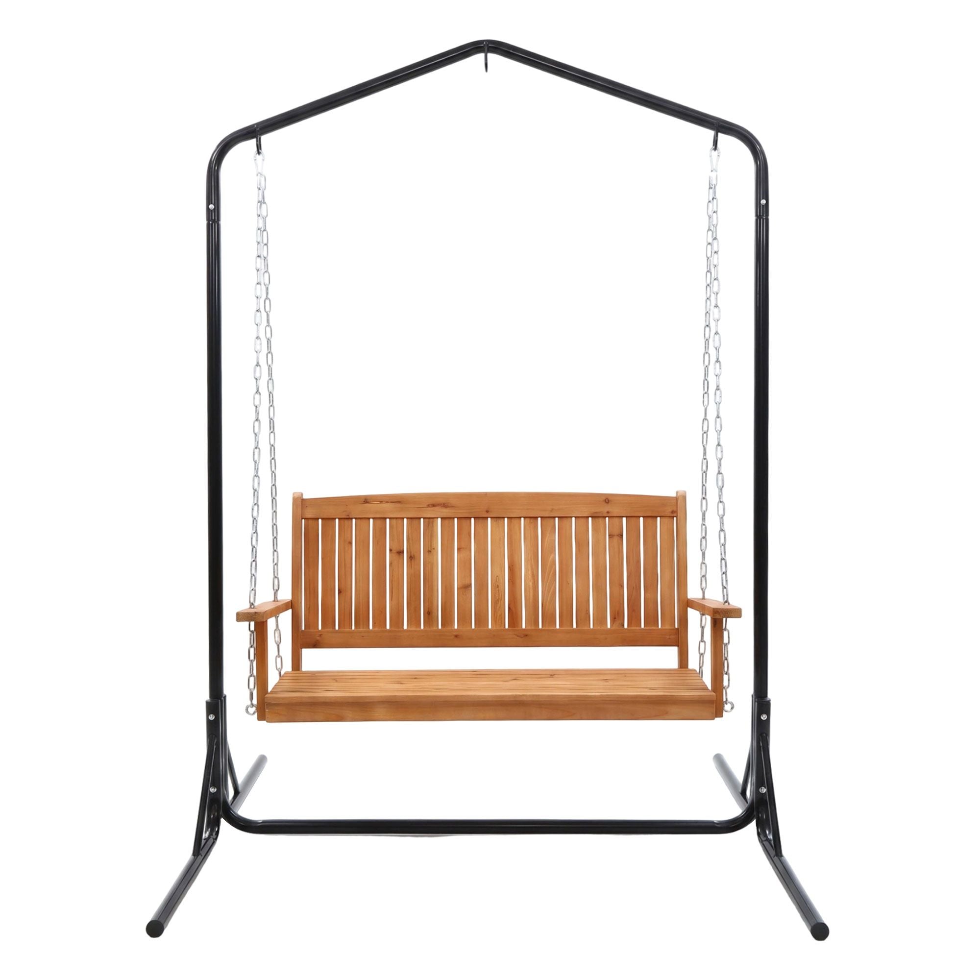 2-Seater Wooden Outdoor Swing Chair Stand | Simpledeals