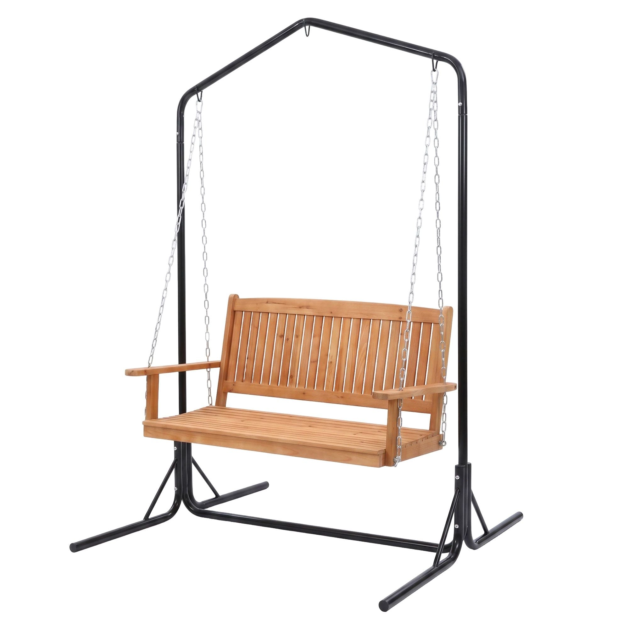 2-Seater Wooden Outdoor Swing Chair Stand | Simpledeals