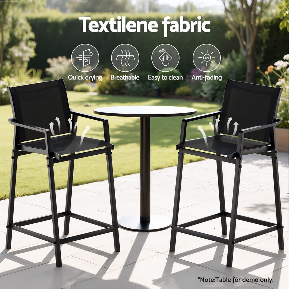 Outdoor Bar Stools Black Steel 55x56x114cm