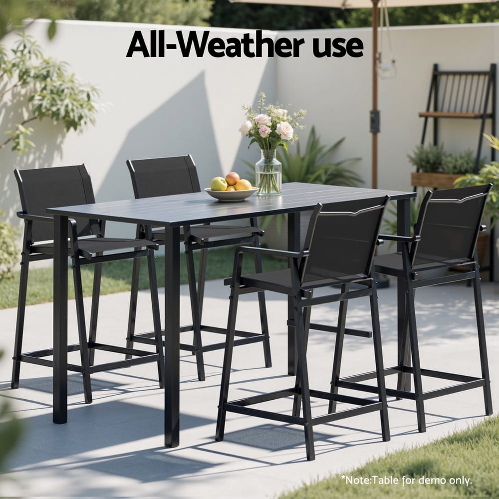 Outdoor Bar Stools Black Steel 55x56x114cm