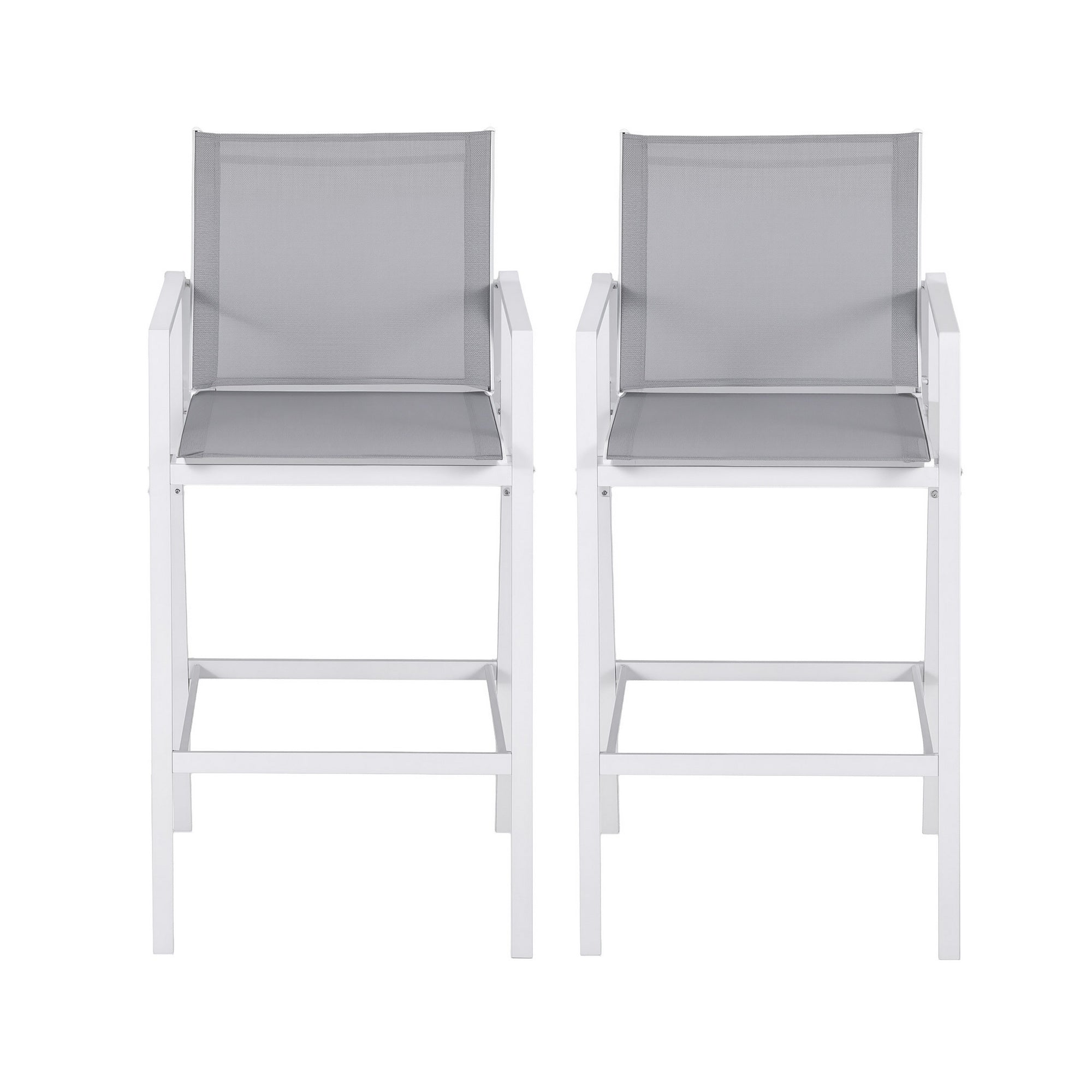 2PC Outdoor Bar Stools Patio Dining Chairs Steel Textilene Weatherproof