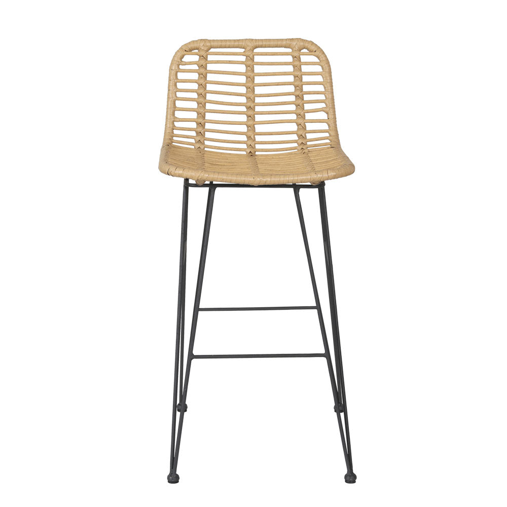 2x Outdoor Bar Stools Rattan Nature