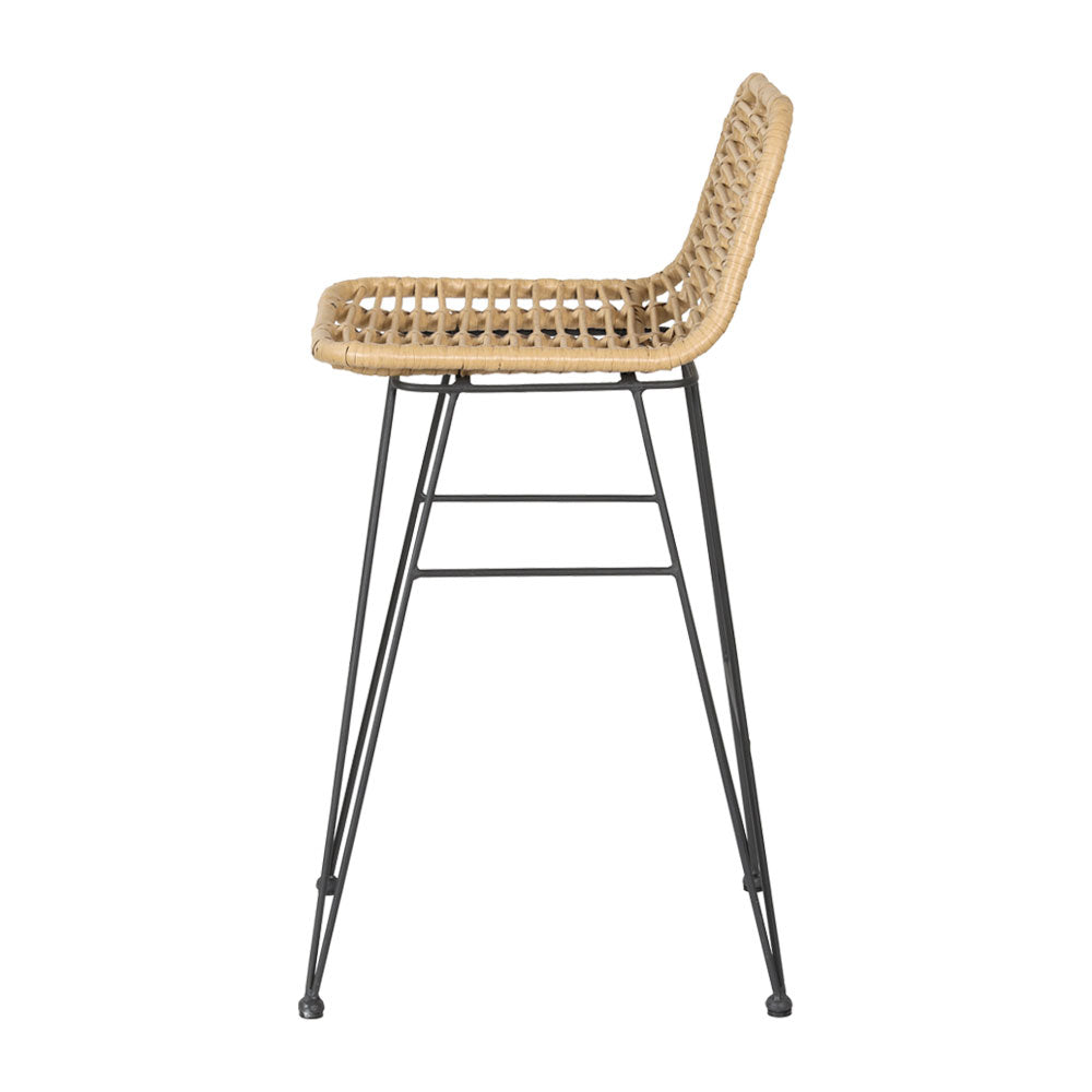 2x Outdoor Bar Stools Rattan Nature