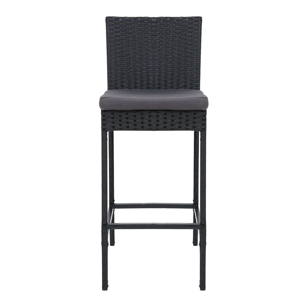 2 Piece Outdoor Rattan Bar Stools Wicker Patio Dining Chairs