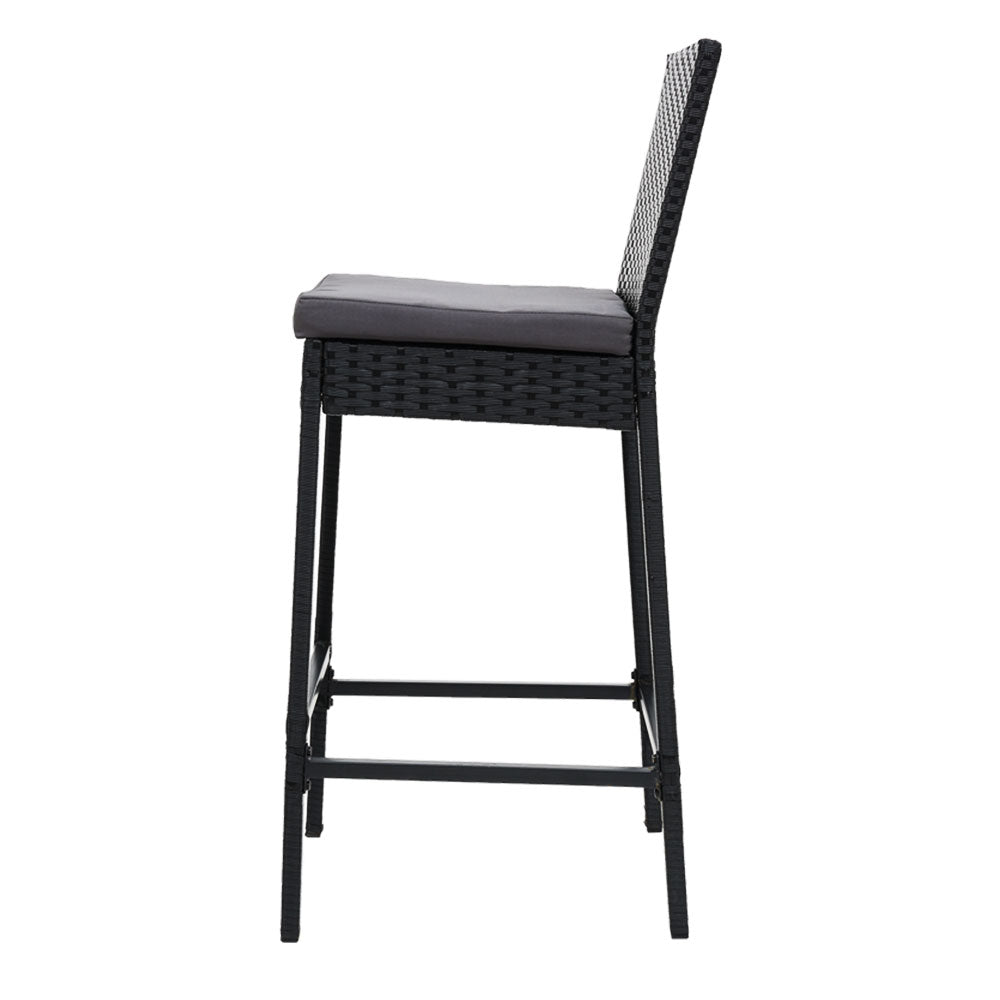 2 Piece Outdoor Rattan Bar Stools Wicker Patio Dining Chairs