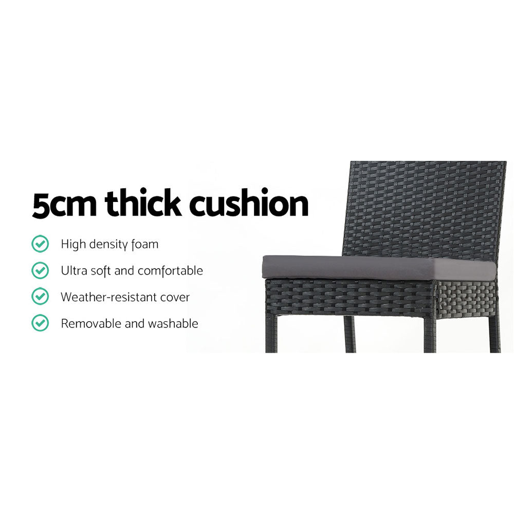 2 Piece Outdoor Rattan Bar Stools Wicker Patio Dining Chairs