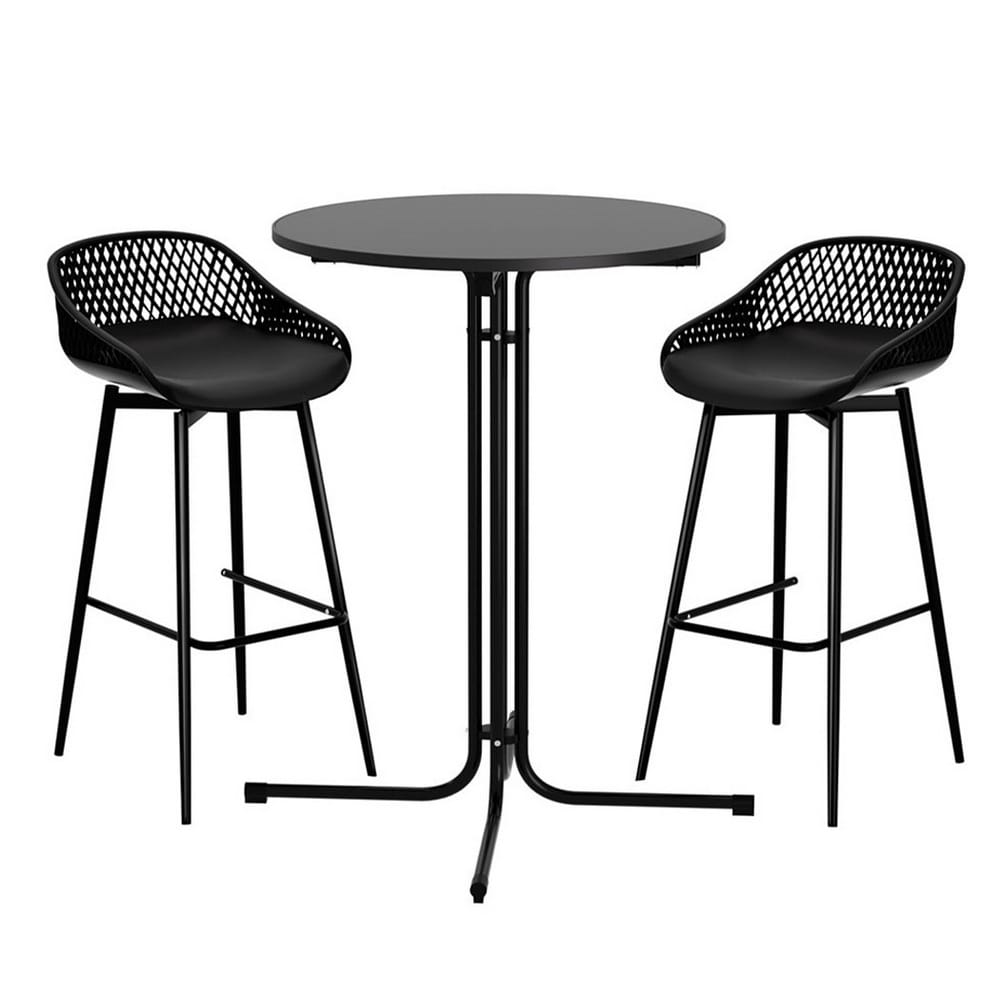 Outdoor Bar Set Black 40x46x100cm
