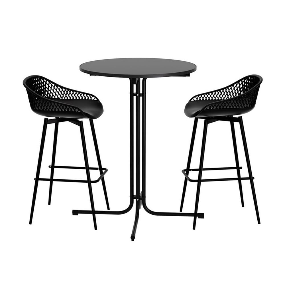 Outdoor Bar Set Black 40x46x100cm