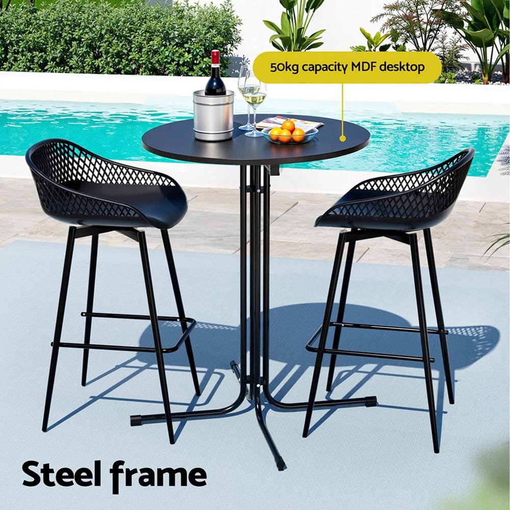 Outdoor Bar Set Black 40x46x100cm