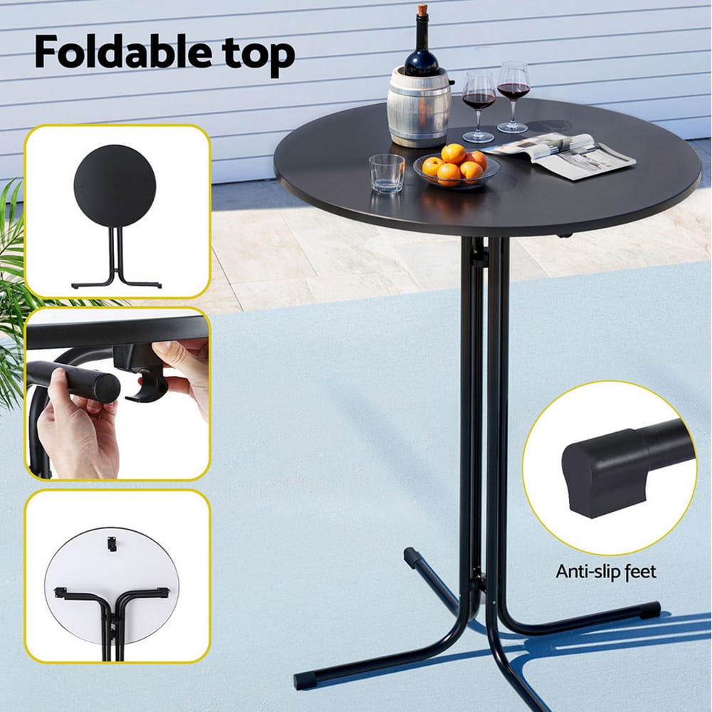 Outdoor Bar Set Black 40x46x100cm
