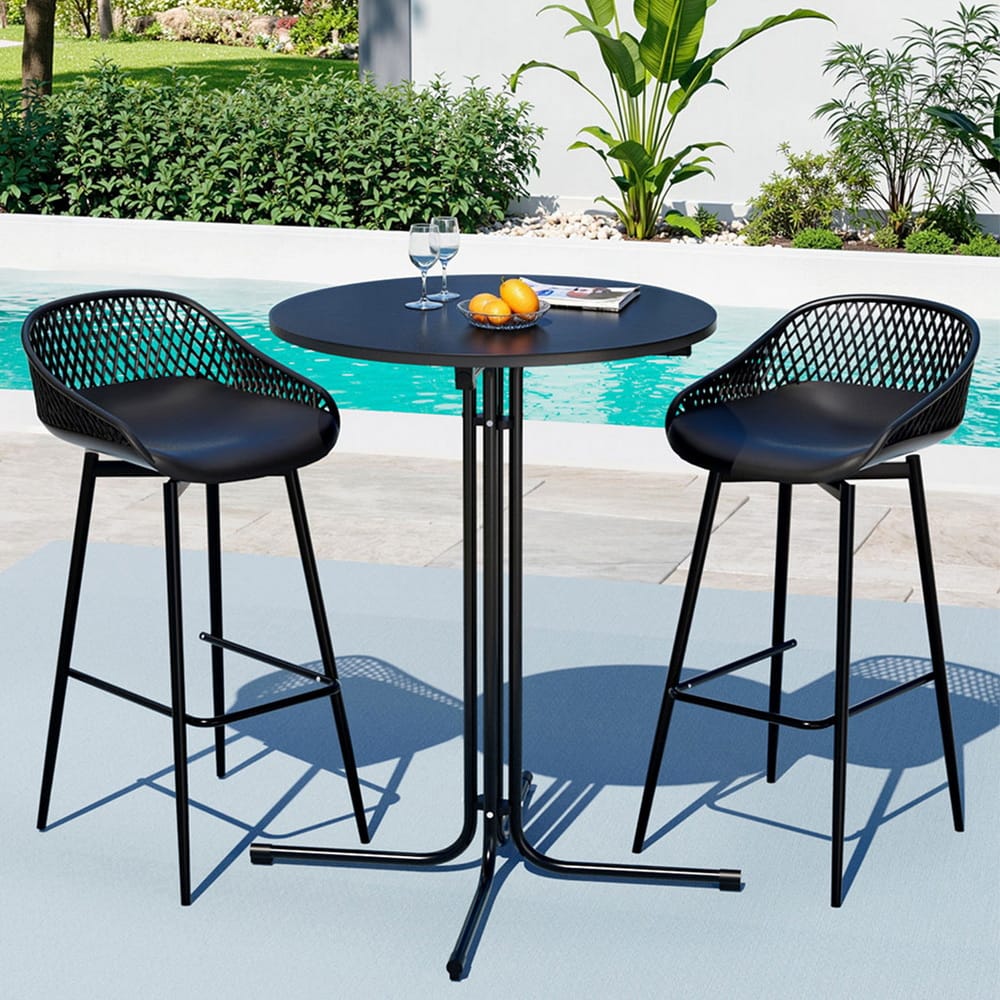 Outdoor Bar Set Black 40x46x100cm