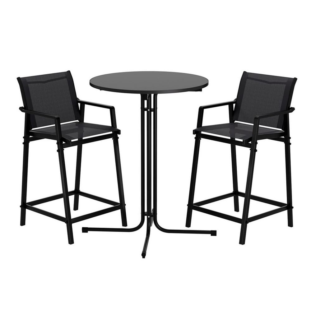 Outdoor Bar Set Black 55x56x114cm