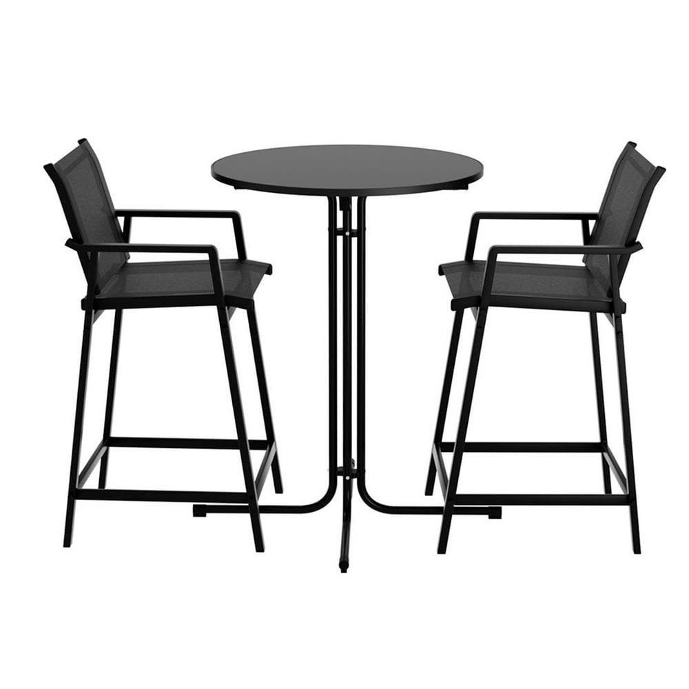 Outdoor Bar Set Black 55x56x114cm