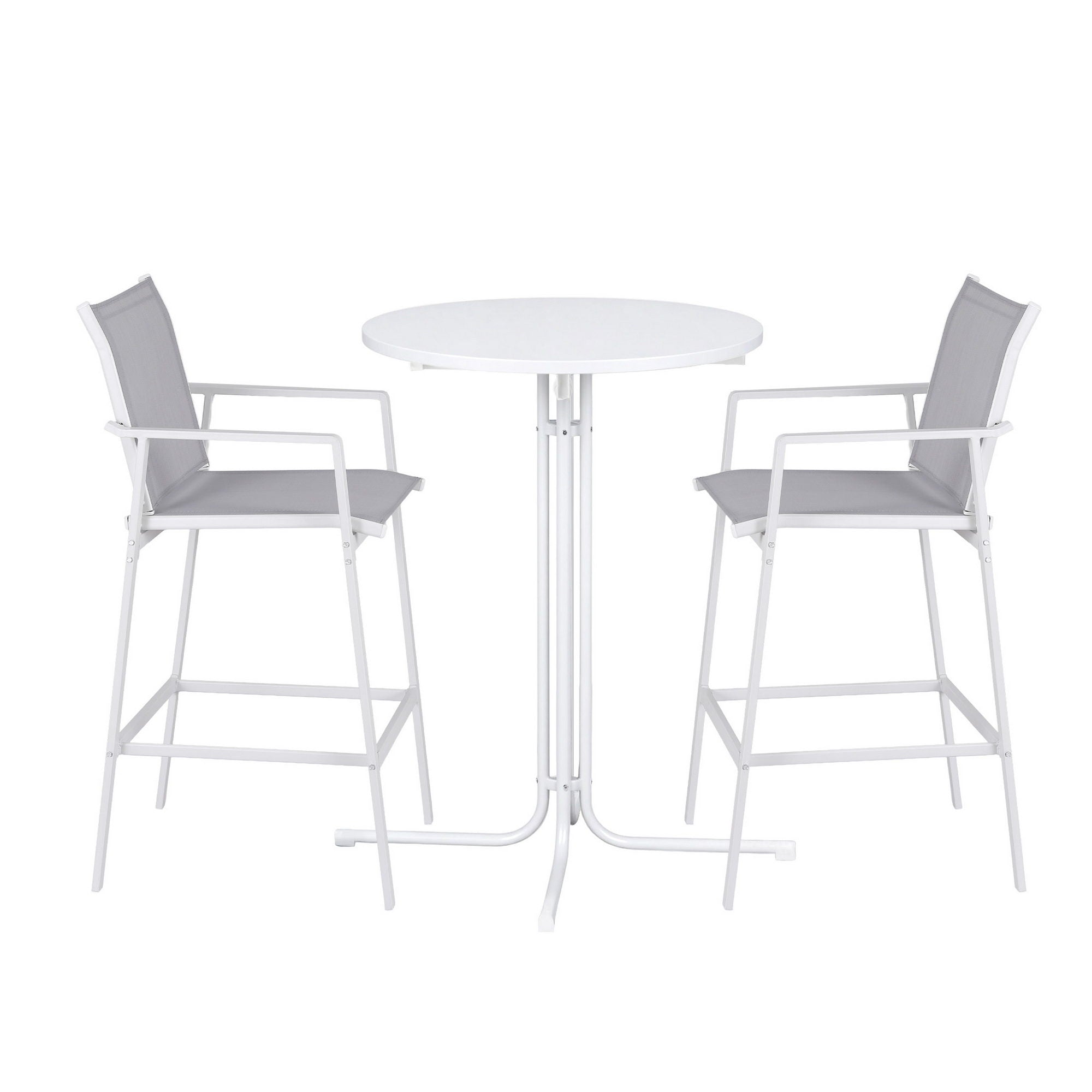 Outdoor Bistro Bar Set 3 Piece Steel White | Simpledeals