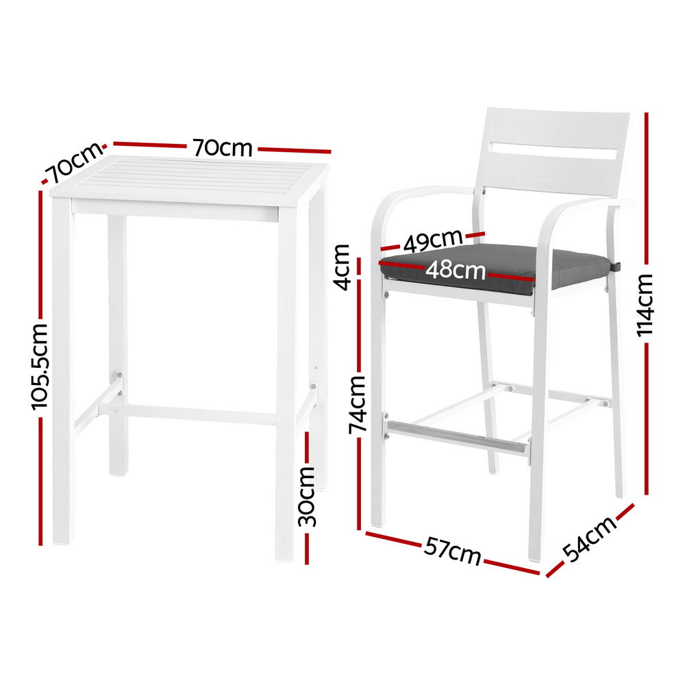 3-Piece Outdoor Bar Set Patio Aluminium Bistro with Outdoor Dining Sets