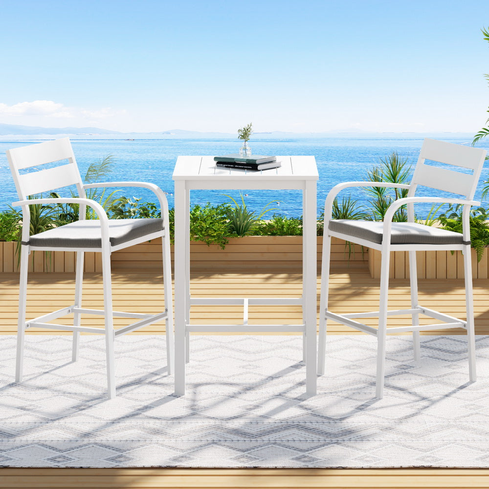 3-Piece Outdoor Bar Set Patio Aluminium Bistro | Outdoor Dining Sets