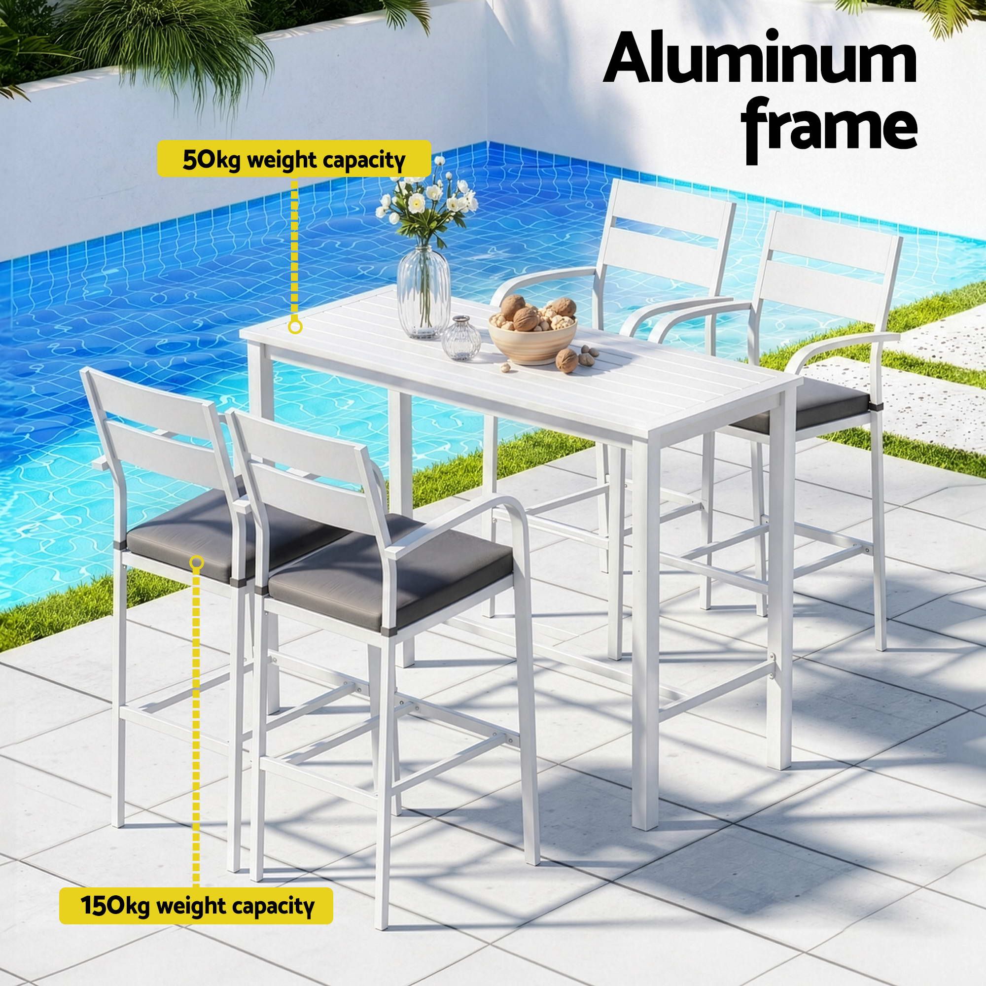 5-Piece Outdoor Bar Set Aluminium Patio | Simpledeals